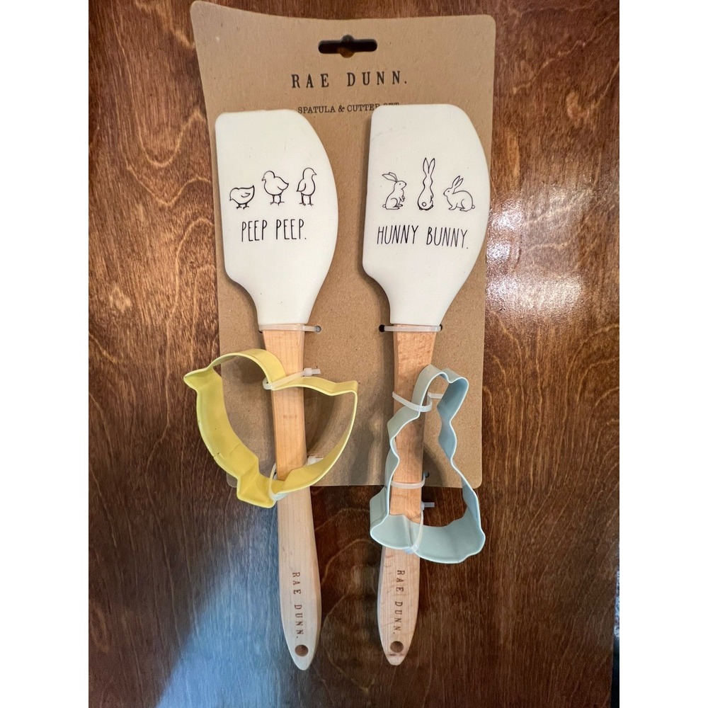 Rae Dunn Easter Cooking Spatulas & Cookie Cutters Bunny Chick Set of 2 New